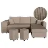 Image de Canapé d'angle réversible convertible oslo avec coffre, 2 poufs à gauche en velours côtelé taupe OSLO