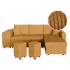 Image de Canapé d'angle réversible convertible oslo avec coffre, 2 poufs à gauche en velours côtelé jaune OSLO