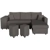 Image de Canapé dangle réversible convertible OSLO coffre 2 poufs à gauche en velours côtelé gris foncé - L241 x P146 x H81cm - LOUNGITUDE