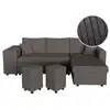 Image de Canapé d'angle réversible convertible oslo avec coffre 2 poufs à gauche en velours côtelé gris foncé OSLO