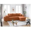 Image de Canapé dangle réversible convertible OSLO coffre 2 poufs à gauche en velours côtelé terracotta - L241 x P146 x H81cm - LOUNGITUDE