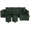 Image de Canapé dangle réversible convertible OSLO avec coffre 2 poufs à gauche en velours côtelé vert - L241 x P146 x H81cm - LOUNGITUDE