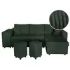 Image de Canapé d'angle réversible convertible oslo avec coffre, 2 poufs à gauche en velours côtelé vert OSLO