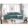 Image de Canapé dangle réversible convertible OSLO avec coffre 2 poufs à gauche en velours côtelé bleu - L241 x P146 x H81cm - LOUNGITUDE