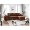 Image de Canapé dangle réversible convertible OSLO avec coffre 2 poufs à gauche en velours côtelé marron - L241 x P146 x H81cm - LOUNGITUDE