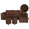Image de Canapé d'angle réversible convertible oslo avec coffre, 2 poufs à gauche en velours côtelé marron OSLO