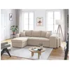 Image de Canapé dangle réversible convertible OSLO avec coffre 2 poufs à droite en velours côtelé beige - L241 x P146 x H81cm - LOUNGITUDE