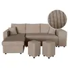 Image de Canapé d'angle réversible convertible oslo avec coffre, 2 poufs à droite en velours côtelé taupe OSLO