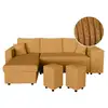 Image de Canapé d'angle réversible convertible oslo avec coffre, 2 poufs à droite en velours côtelé jaune OSLO