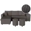 Image de Canapé d'angle réversible convertible oslo avec coffre 2 poufs à droite en velours côtelé gris foncé OSLO