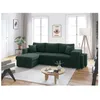 Image de Canapé dangle réversible convertible OSLO avec coffre 2 poufs à droite en velours côtelé vert - L241 x P146 x H81cm - LOUNGITUDE