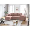 Image de Canapé dangle réversible convertible OSLO avec coffre 2 poufs à droite en velours côtelé rose - L241 x P146 x H81cm - LOUNGITUDE