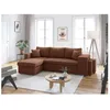 Image de Canapé dangle réversible convertible OSLO avec coffre 2 poufs à droite en velours côtelé marron - L241 x P146 x H81cm - LOUNGITUDE