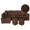 Image de Canapé d'angle réversible convertible oslo avec coffre, 2 poufs à droite en velours côtelé marron OSLO
