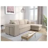 Image de Canapé dangle réversible MADY avec coffre rangement poufs à gauche en velours côtelé - Beige - L254 x P146 x H81cm - LOUNGITUDE