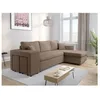 Image de Canapé dangle réversible MADY avec coffre rangement poufs à gauche en velours côtelé - Taupe - L254 x P146 x H81cm - LOUNGITUDE