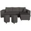 Image de Canapé dangle réversible MADY avec coffre rangement poufs à gauche en velours côtelé gris foncé - L254 x P146 x H81cm - LOUNGITUDE