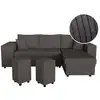 Image de Canapé d'angle réversible mady avec coffre, rangement poufs à gauche en velours côtelé gris foncé MADY