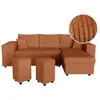 Image de Canapé d'angle réversible mady avec coffre, rangement poufs à gauche en velours côtelé terracotta MADY