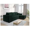 Image de Canapé dangle réversible MADY avec coffre rangement poufs à gauche en velours côtelé vert foncé - L254 x P146 x H81cm - LOUNGITUDE