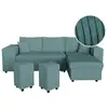 Image de Canapé d'angle réversible mady avec coffre, rangement poufs à gauche en velours côtelé bleu clair MADY