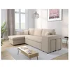 Image de Canapé dangle réversible MADY avec coffre rangement poufs à droite en velours côtelé - Beige - L254 x P146 x H81cm - LOUNGITUDE