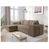 Image de Canapé dangle réversible MADY avec coffre rangement poufs à droite en velours côtelé - Taupe - L254 x P146 x H81cm - LOUNGITUDE