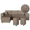 Image de Canapé d'angle réversible mady avec coffre, rangement poufs à droite en velours côtelé taupe MADY