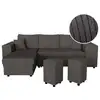 Image de Canapé d'angle réversible mady avec coffre, rangement poufs à droite en velours côtelé gris foncé MADY