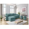 Image de Canapé dangle réversible MADY avec coffre rangement poufs à droite en velours côtelé bleu clair - L254 x P146 x H81cm - LOUNGITUDE