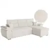 Image de Canapé komeco d'angle réversible convertible avec coffre et têtières en tissu bouclette blanc KOMECO