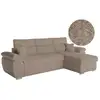 Image de Canapé komeco d'angle réversible convertible avec coffre et têtières en tissu bouclette taupe KOMECO