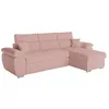 Image de Canapé dangle 4 places KOMECO réversible convertible avec coffre en tissu bouclette - Rose - L265 x P166 x H91cm - LOUNGITUDE