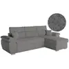 Image de Canapé komeco d'angle réversible convertible avec coffre et têtières en tissu bouclette gris KOMECO