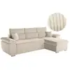 Image de Canapé komeco d'angle reversible convertible avec coffre et têtières en velours côtelé - beige KOMECO