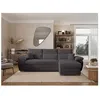 Image de Canapé dangle 4 places KOMECO reversible convertible avec coffre en velours côtelé - Gris - L265 x P166 x H91cm - LOUNGITUDE