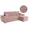 Image de Canapé komeco d'angle reversible convertible avec coffre et têtières en velours côtelé - rose KOMECO