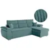 Image de Canapé komeco d'angle reversible convertible avec coffre et têtières en velours côtelé - bleu clair KOMECO