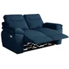 Image de Canapé de relaxation électrique ROSS 2 places en tissu texturé 3D - Bleu foncé - L160 x P100 x H102cm - LOUNGITUDE