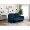 Image de Canapé de relaxation électrique ROSS 3 places en tissu texturé 3D - Bleu foncé - L200 x P100 x H102cm - LOUNGITUDE