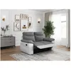 Image de Canapé de relaxation manuel ROSS 2 places en tissu et simili - Blanc/Gris - L160 x P100 x H102cm - LOUNGITUDE