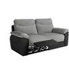 Image de Canapé de relaxation manuel ROSS 3 places en tissu et simili - Noir/Gris - L200 x P100 x H102cm - LOUNGITUDE