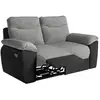 Image de Canapé de relaxation électrique ross 2 places en tissu et simili - noirgris ROSS