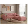 Image de PACK - CLARISSE - Canapé dangle convertible réversible avec pouf en tissu texturé 3D - Rose - L269 x P159 x H89cm - LOUNGITUDE