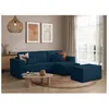 Image de PACK - CLARISSE - Canapé dangle convertible réversible avec pouf en tissu texturé 3D - Bleu foncé - L269 x 159 x 89cm - LOUNGITUDE