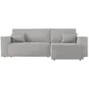 Image de Canapé dangle 3 places convertible réversible CLARISSE avec coffre en tissu texturé - Gris clair - L269 x P159 x H89cm - LOUNGITUDE