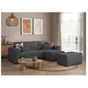 Image de PACK - CLARISSE - Canapé dangle convertible réversible avec pouf en tissu texturé 3D - Gris foncé - L269 x 159 x 89cm - LOUNGITUDE