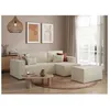 Image de PACK - CLARISSE - Canapé dangle convertible réversible avec pouf en tissu texturé 3D - Beige - L269 x 159 x 89cm - LOUNGITUDE