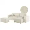 Image de Pack - clarisse - canapé d'angle convertible réversible avec pouf en tissu texturé 3d - beige CLARISSE