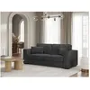Image de Canapé droit fixe 3 places BELAMI en velours côtelé - Gris foncé - L231 x P93 x H86cm - LOUNGITUDE